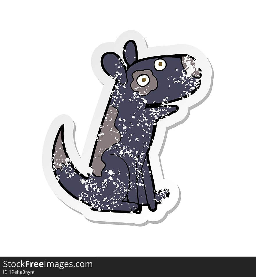 retro distressed sticker of a cartoon happy dog