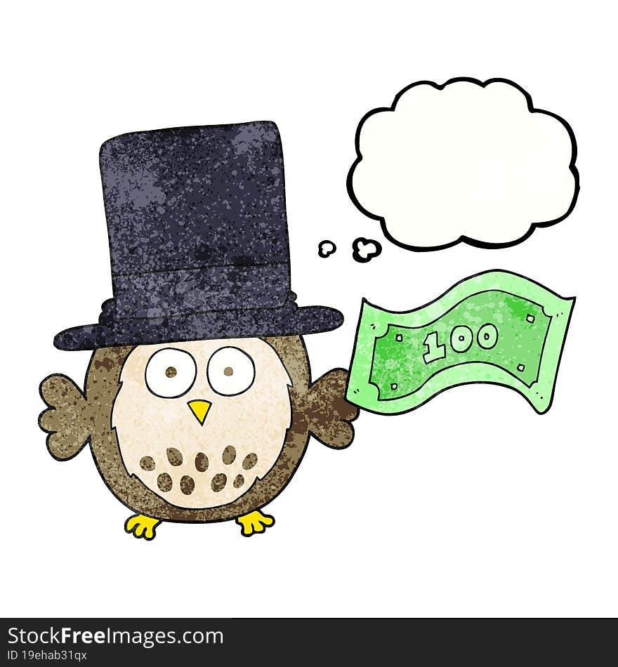 freehand drawn thought bubble textured cartoon rich owl