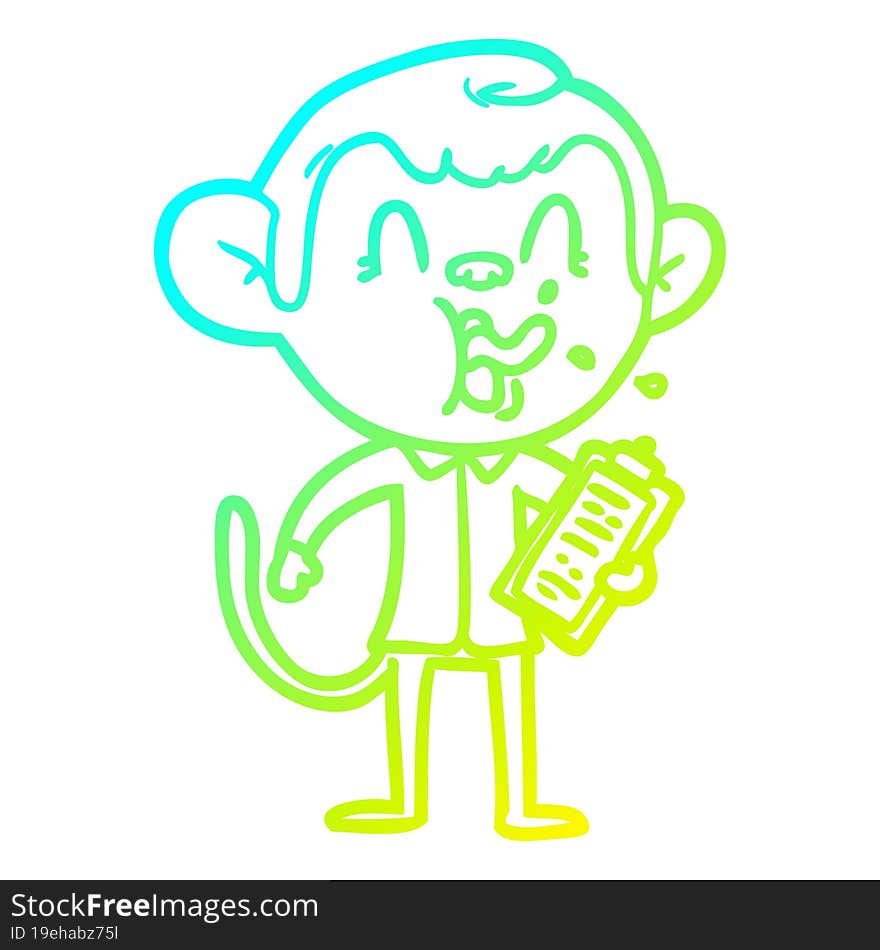 cold gradient line drawing crazy cartoon monkey manager