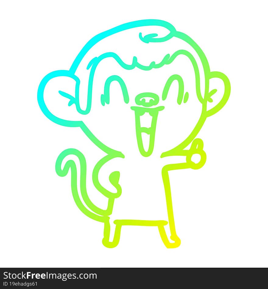 cold gradient line drawing cartoon laughing monkey