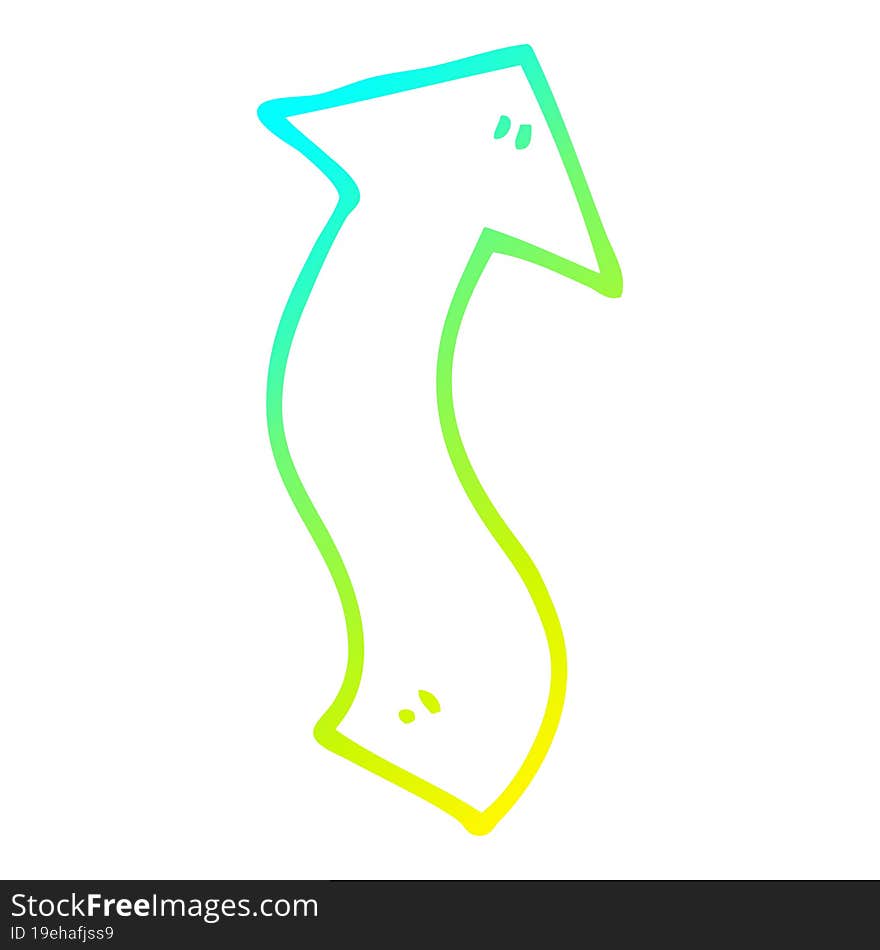 cold gradient line drawing cartoon directing arrow