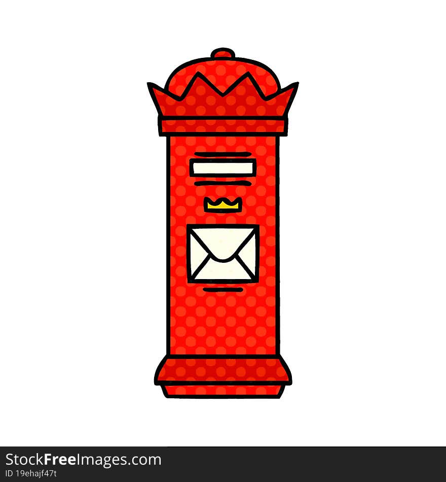 comic book style cartoon british post box