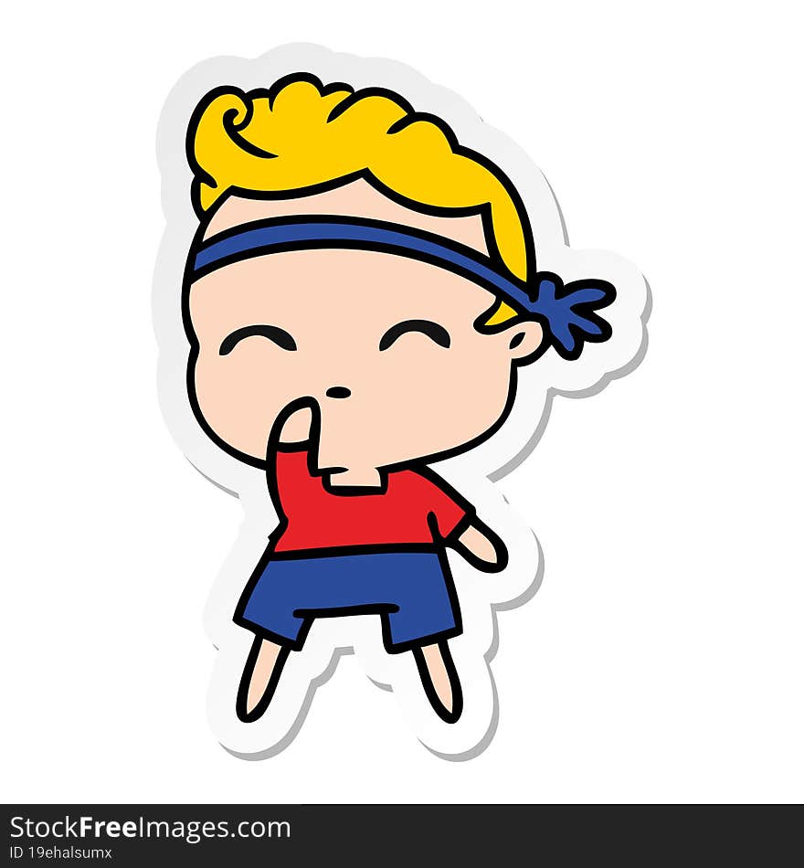 freehand drawn sticker cartoon of kawaii cute fitness boy