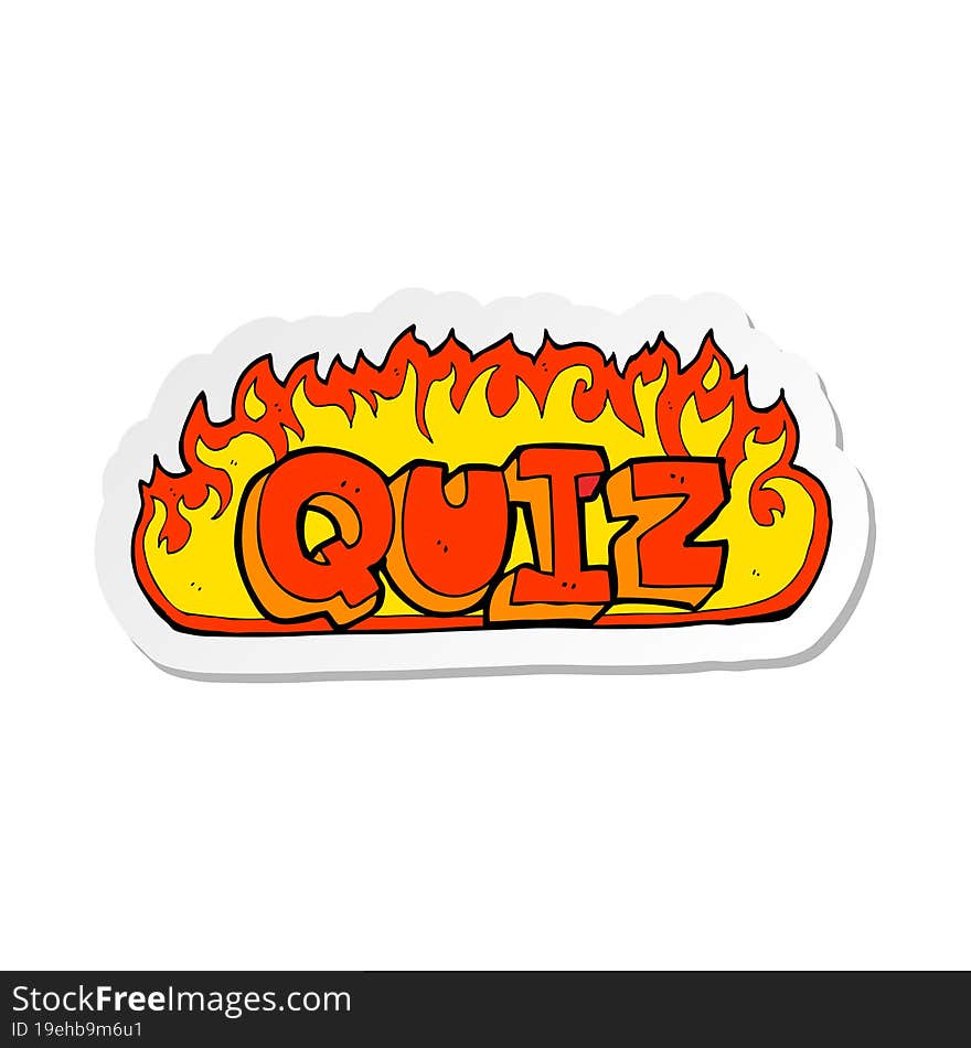 sticker of a quiz sign cartoon