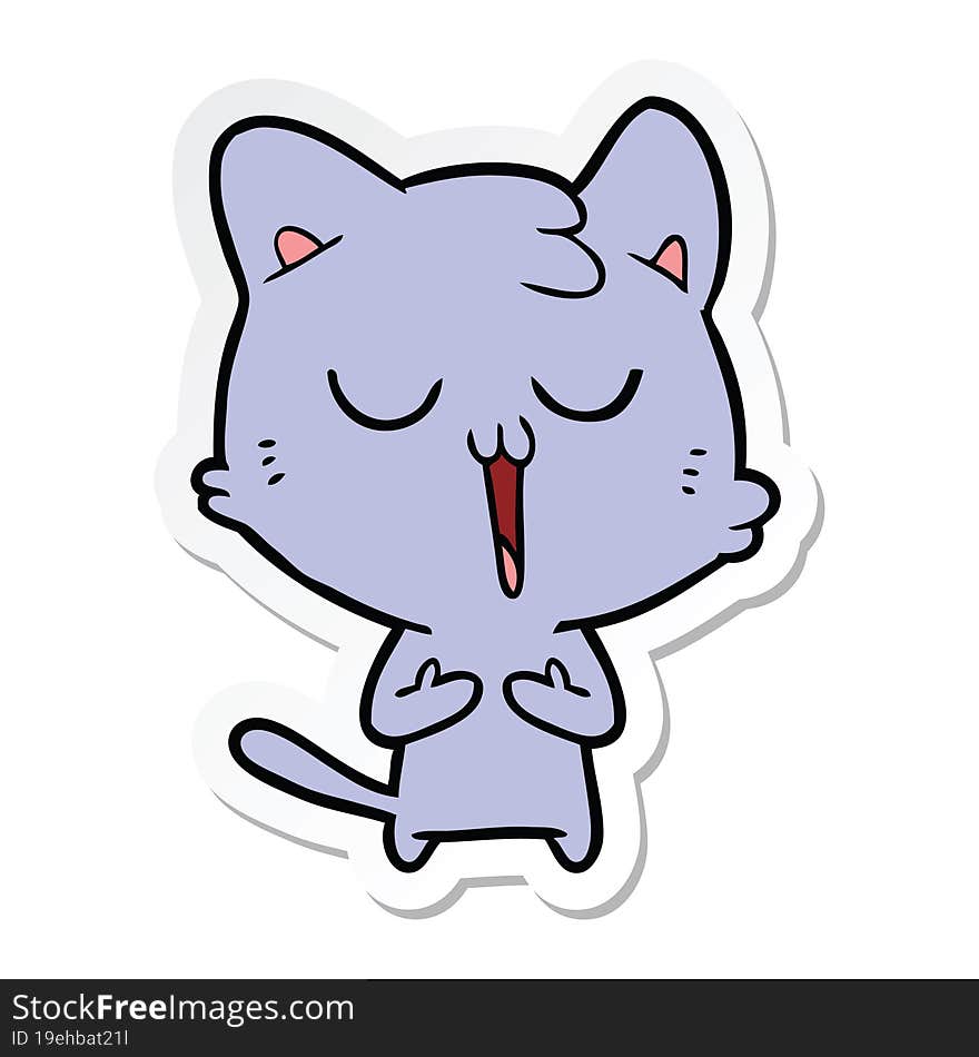 sticker of a cartoon cat singing