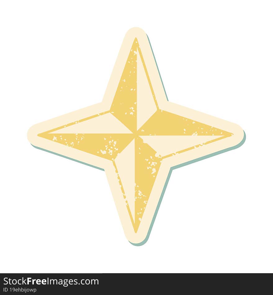 Distressed Sticker Tattoo Style Icon Of A Star