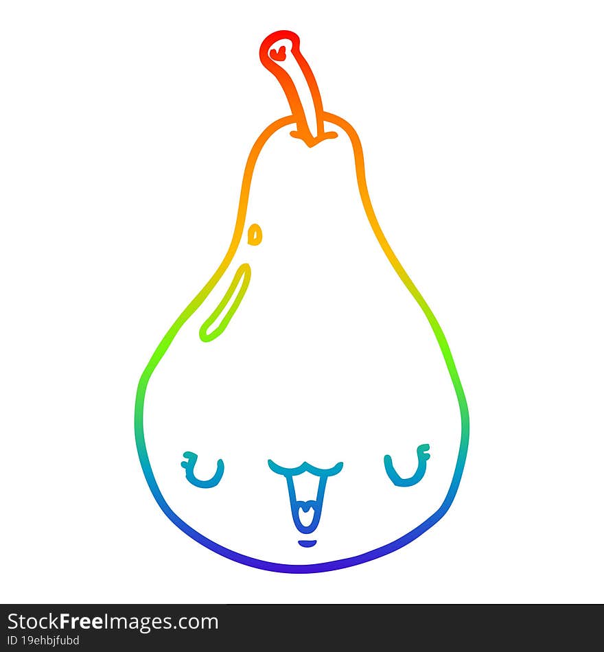 rainbow gradient line drawing cartoon pear