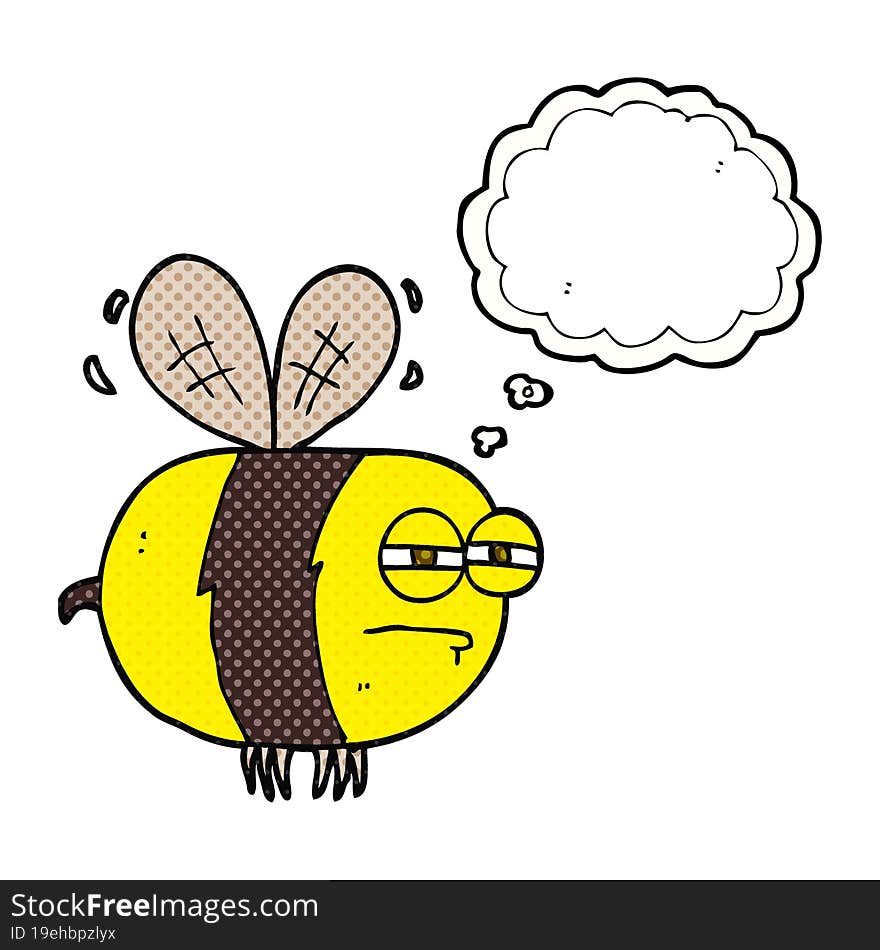 freehand drawn thought bubble cartoon unhappy bee