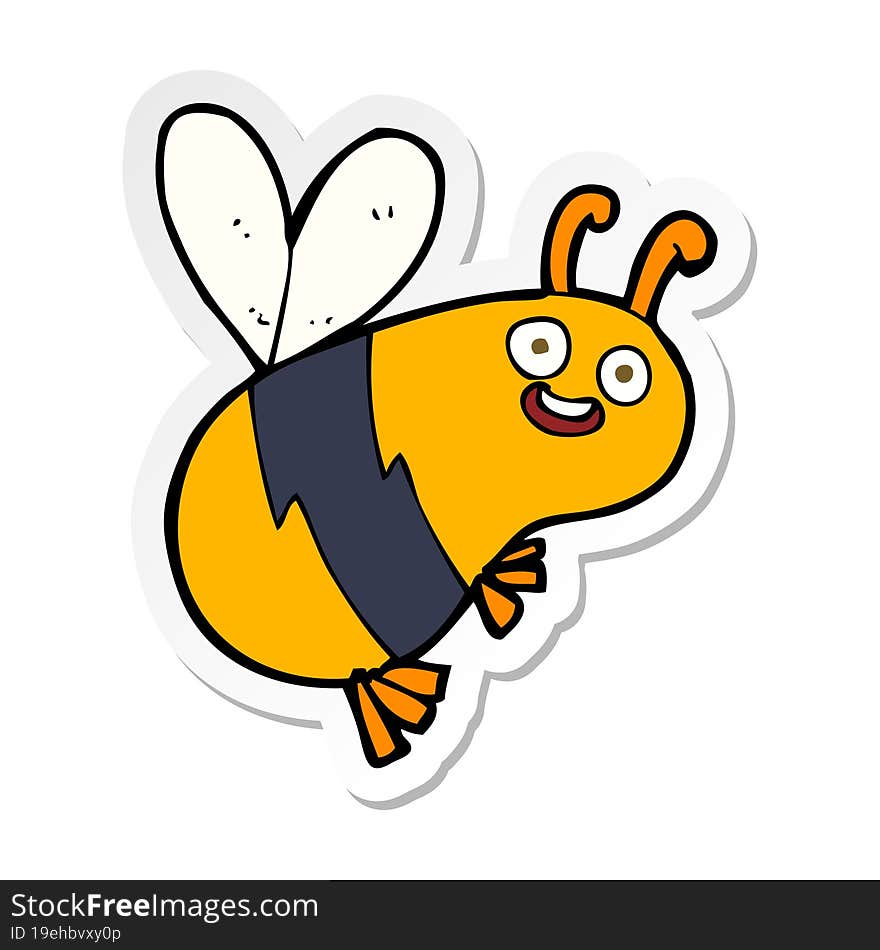 sticker of a funny cartoon bee