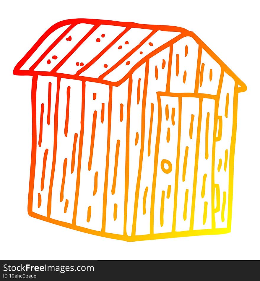 warm gradient line drawing cartoon wood shed