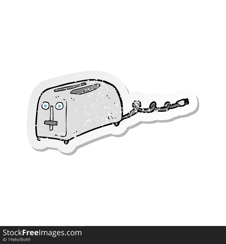 retro distressed sticker of a cartoon toaster