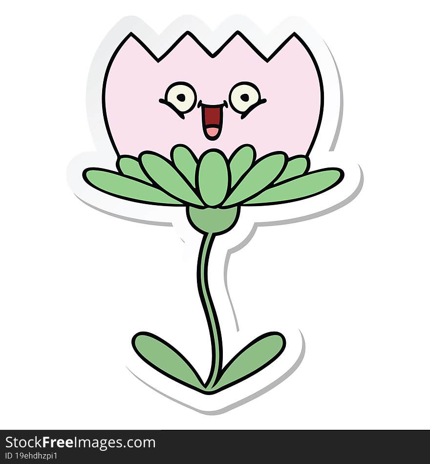 sticker of a cute cartoon flower