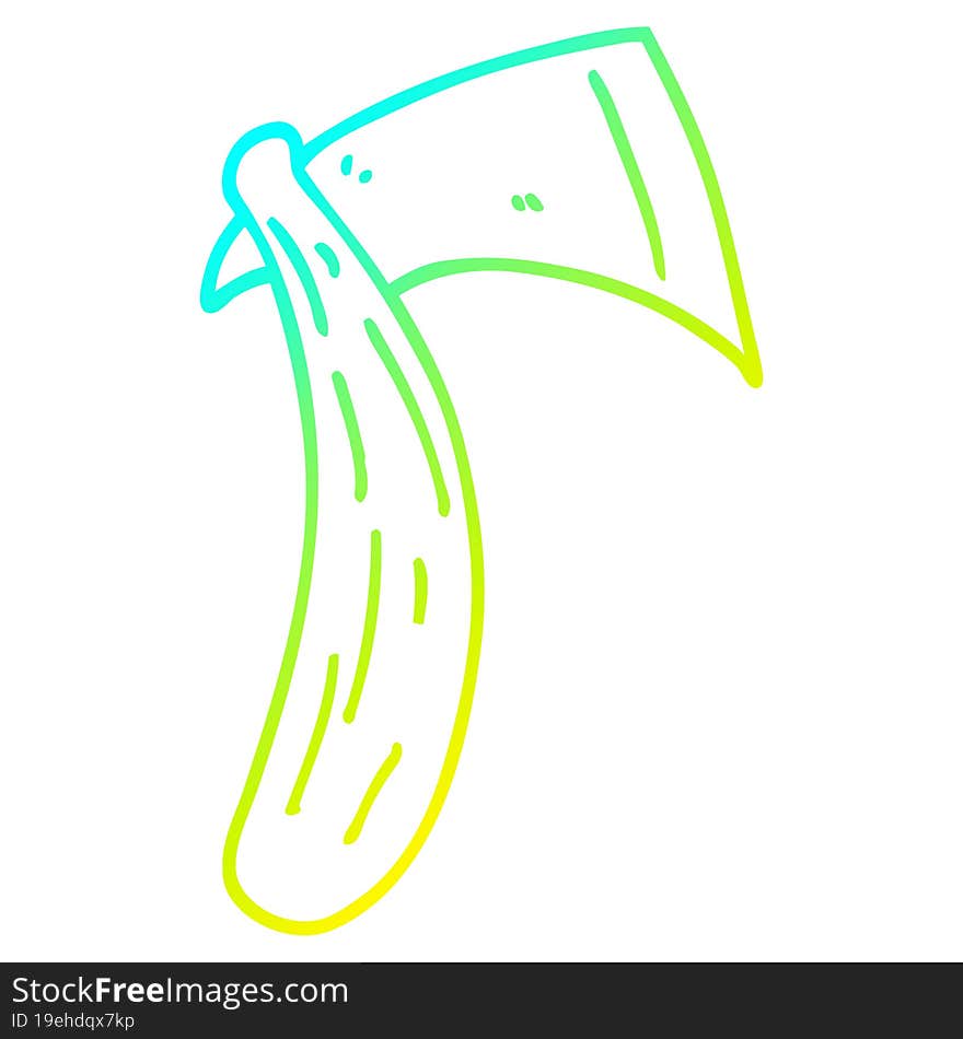 Cold Gradient Line Drawing Cartoon Sharp Axe