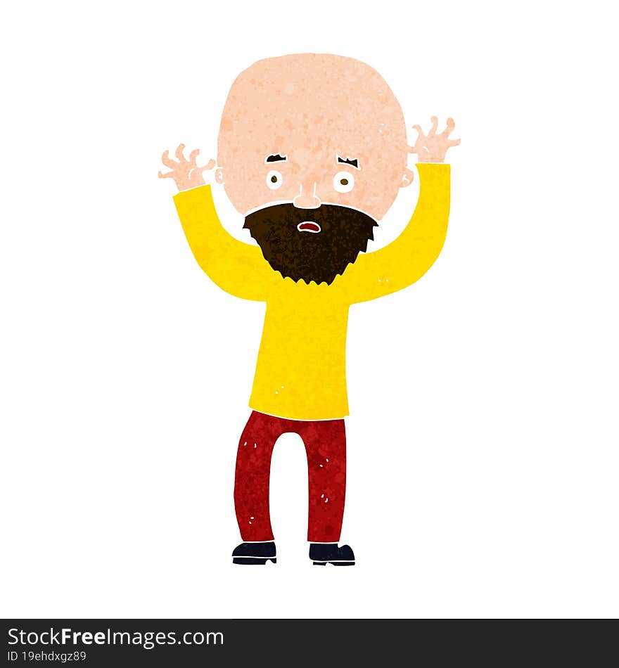 cartoon bearded man panicking