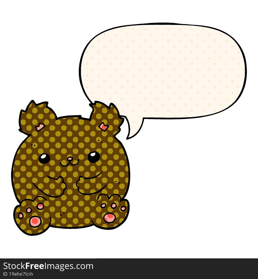 Cartoon Bear And Speech Bubble In Comic Book Style