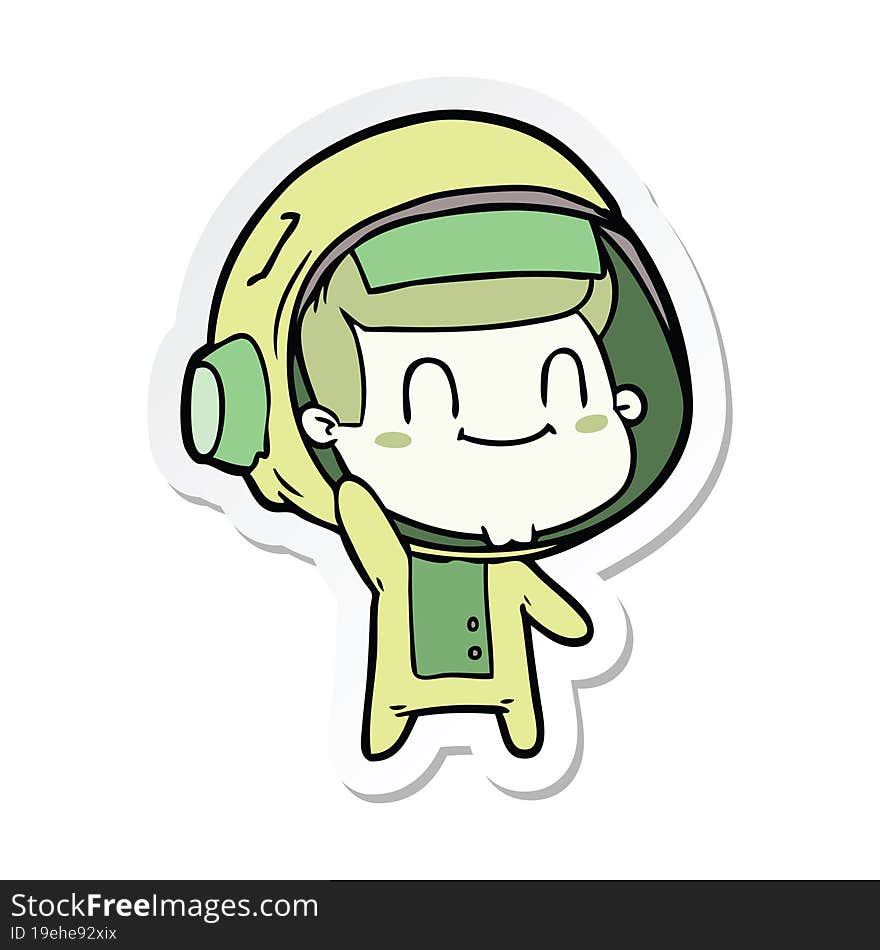 sticker of a happy cartoon astronaut man