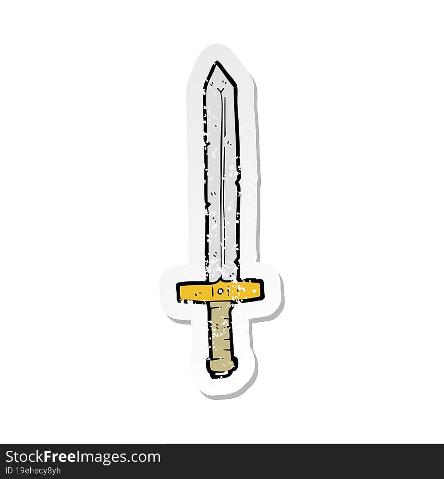 retro distressed sticker of a cartoon sword