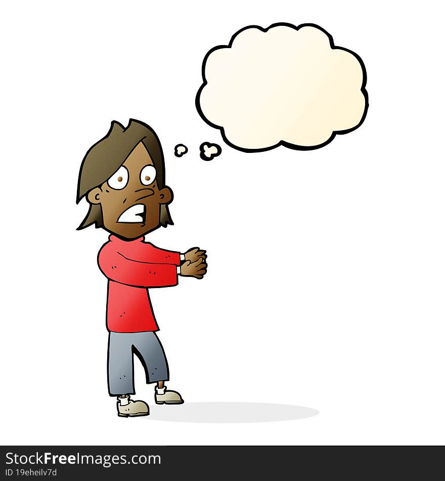 cartoon shocked man with thought bubble
