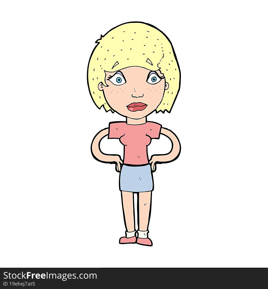 Cartoon Worried Woman