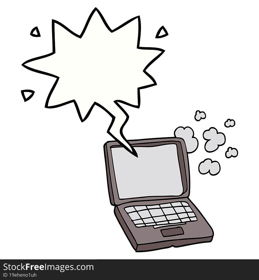 Cartoon Laptop Computer And Speech Bubble