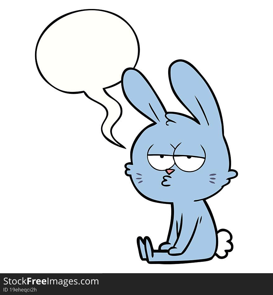 Cute Cartoon Rabbit And Speech Bubble