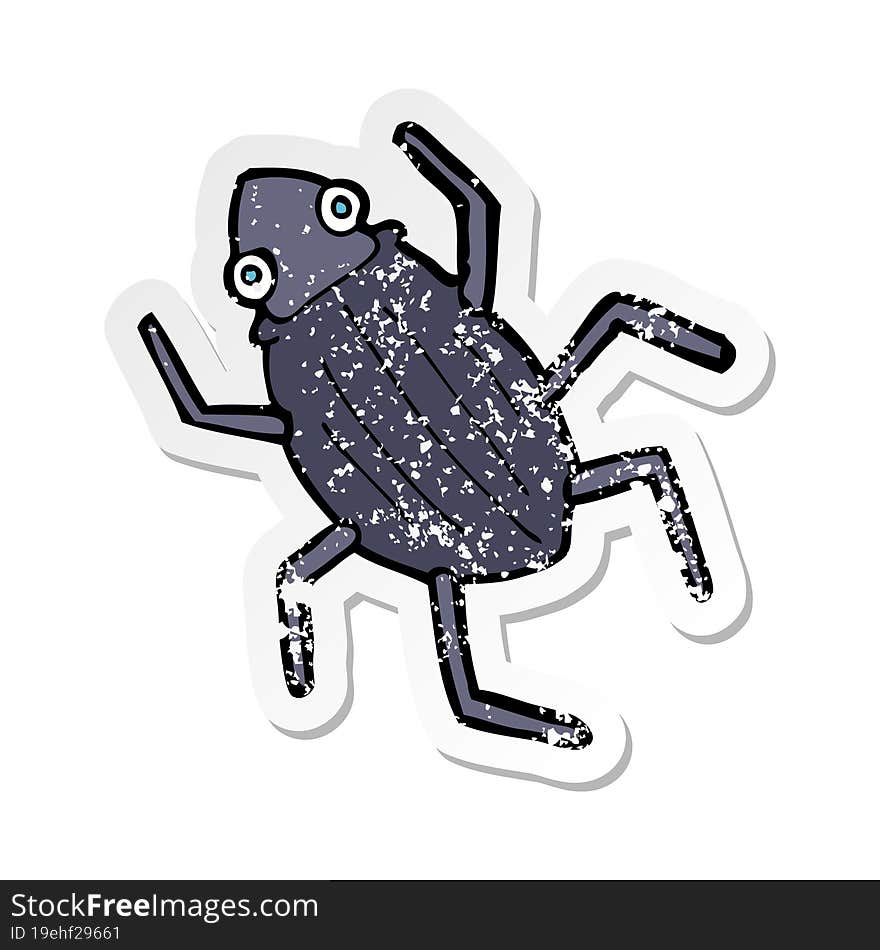 Retro Distressed Sticker Of A Cartoon Bug