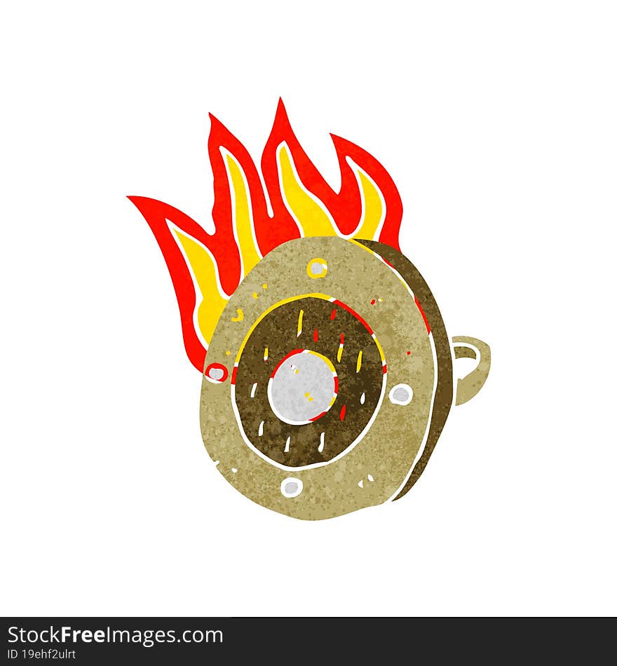 cartoon burning shield