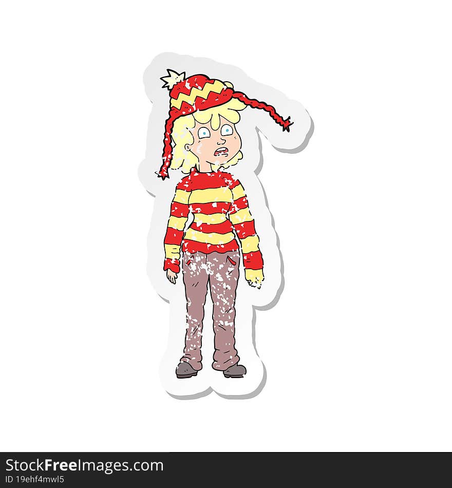 retro distressed sticker of a cartoon teenager