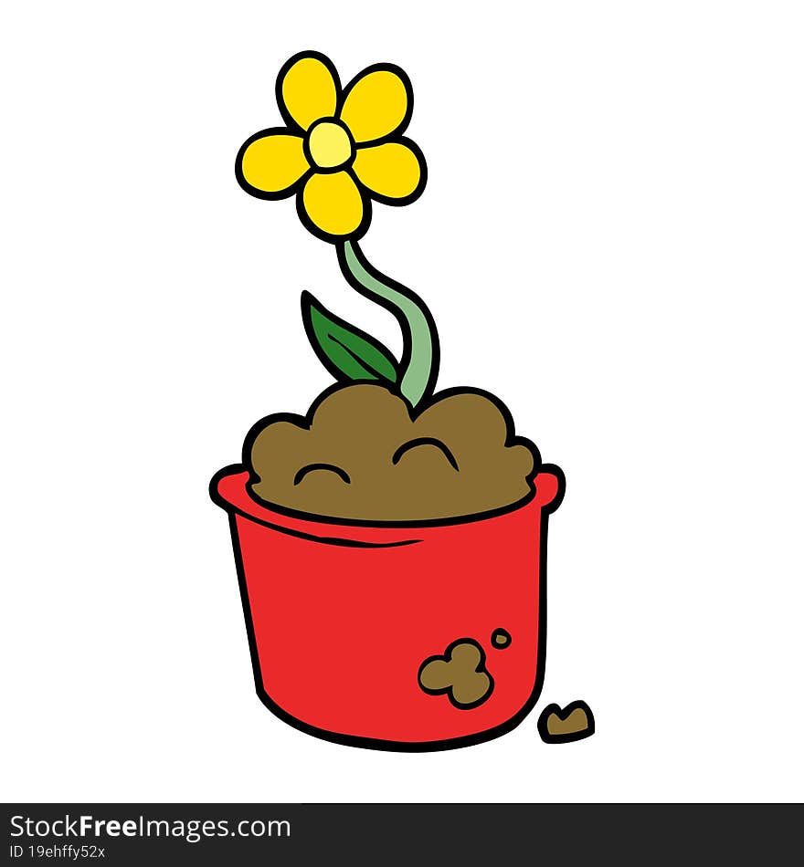 Cartoon Doodle Flower Pot