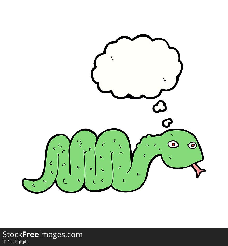 Funny Cartoon Snake With Thought Bubble