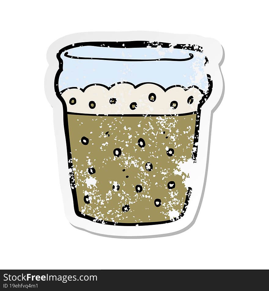 retro distressed sticker of a cartoon glass of beer