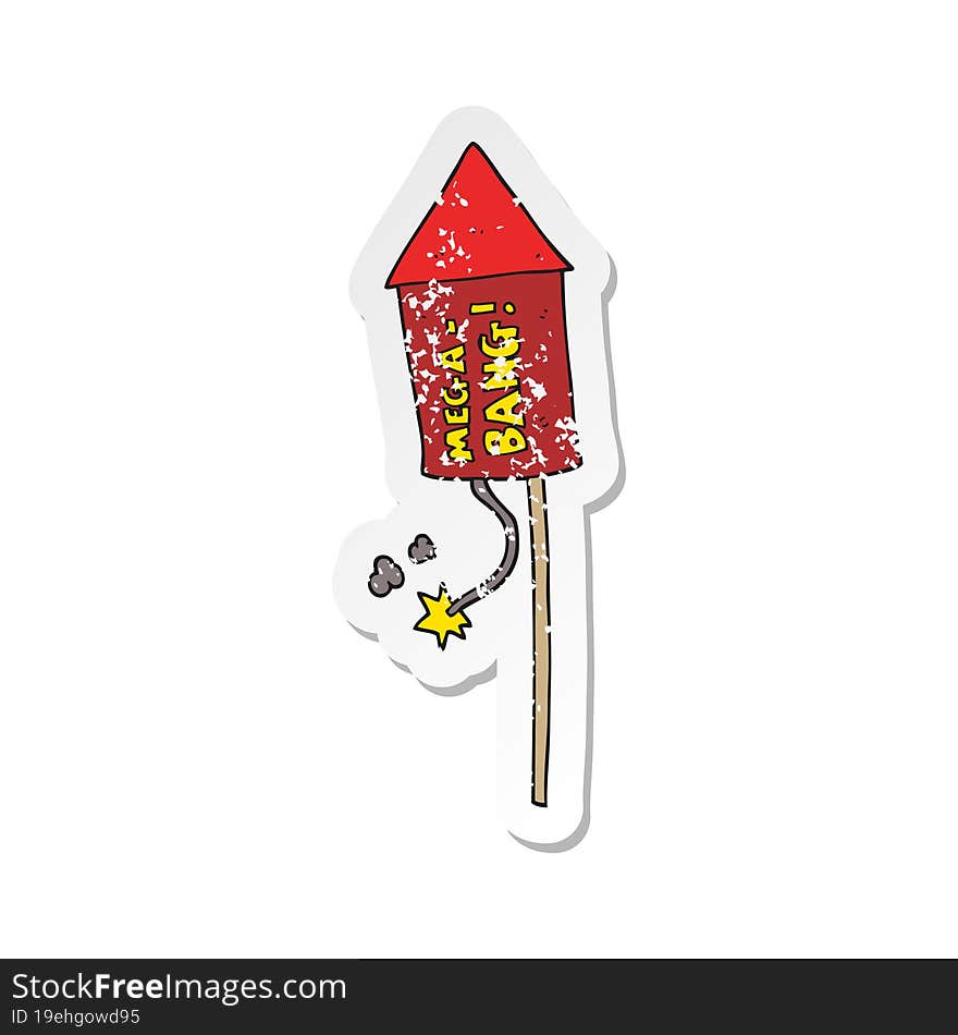 retro distressed sticker of a cartoon firework