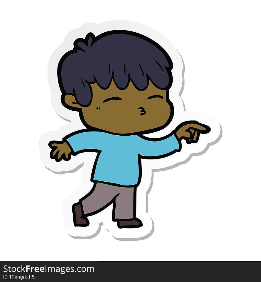 sticker of a cartoon curious boy