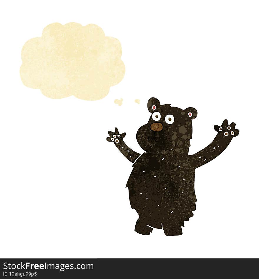 cartoon funny black bear with thought bubble