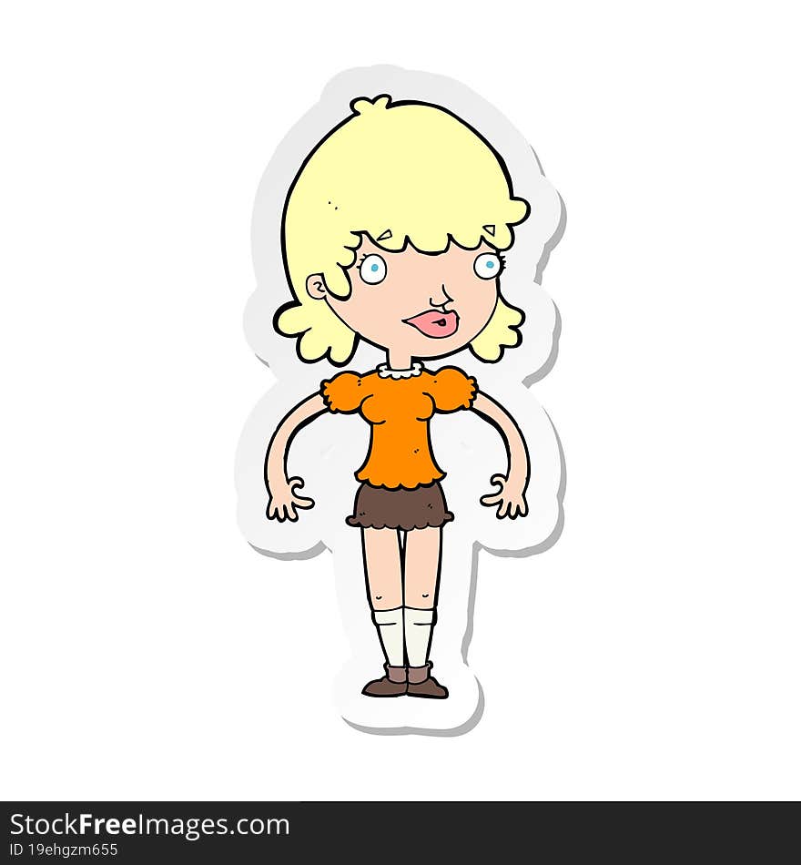 sticker of a cartoon happy woman