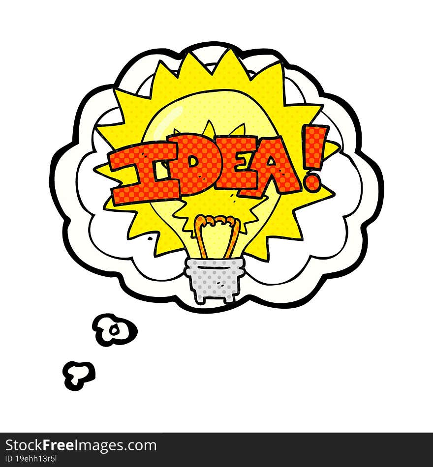 Thought Bubble Cartoon Idea Light Bulb Symbol