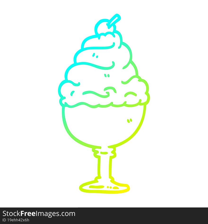 cold gradient line drawing cartoon ice cream