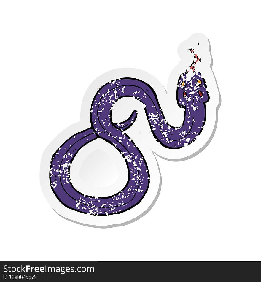 retro distressed sticker of a cartoon snake