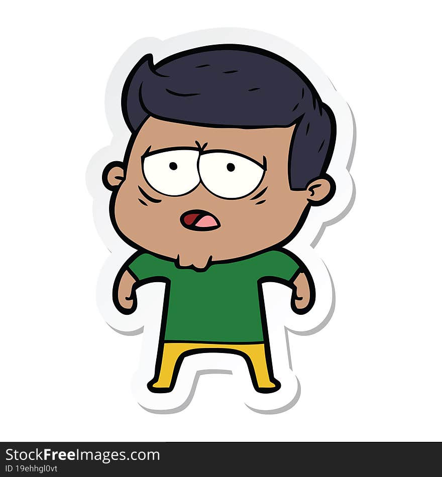 sticker of a cartoon tired man