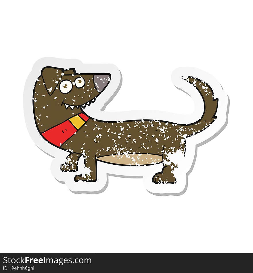 Retro Distressed Sticker Of A Cartoon Dog