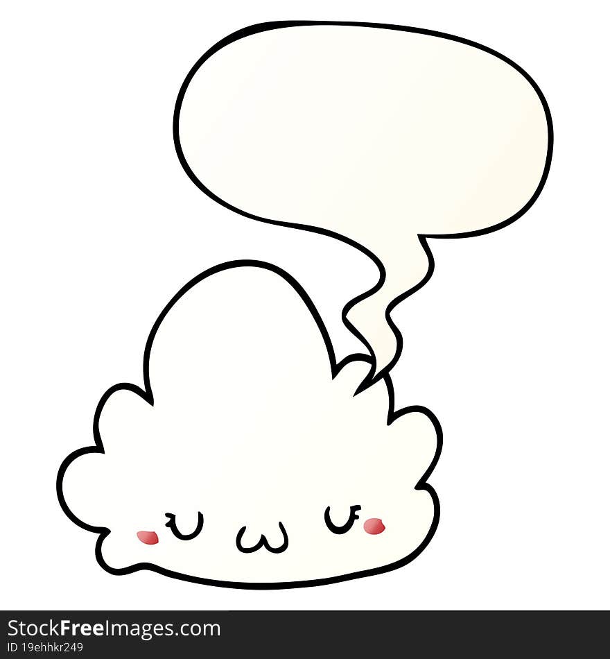 cute cartoon cloud and speech bubble in smooth gradient style