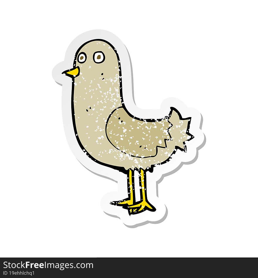 retro distressed sticker of a cartoon bird