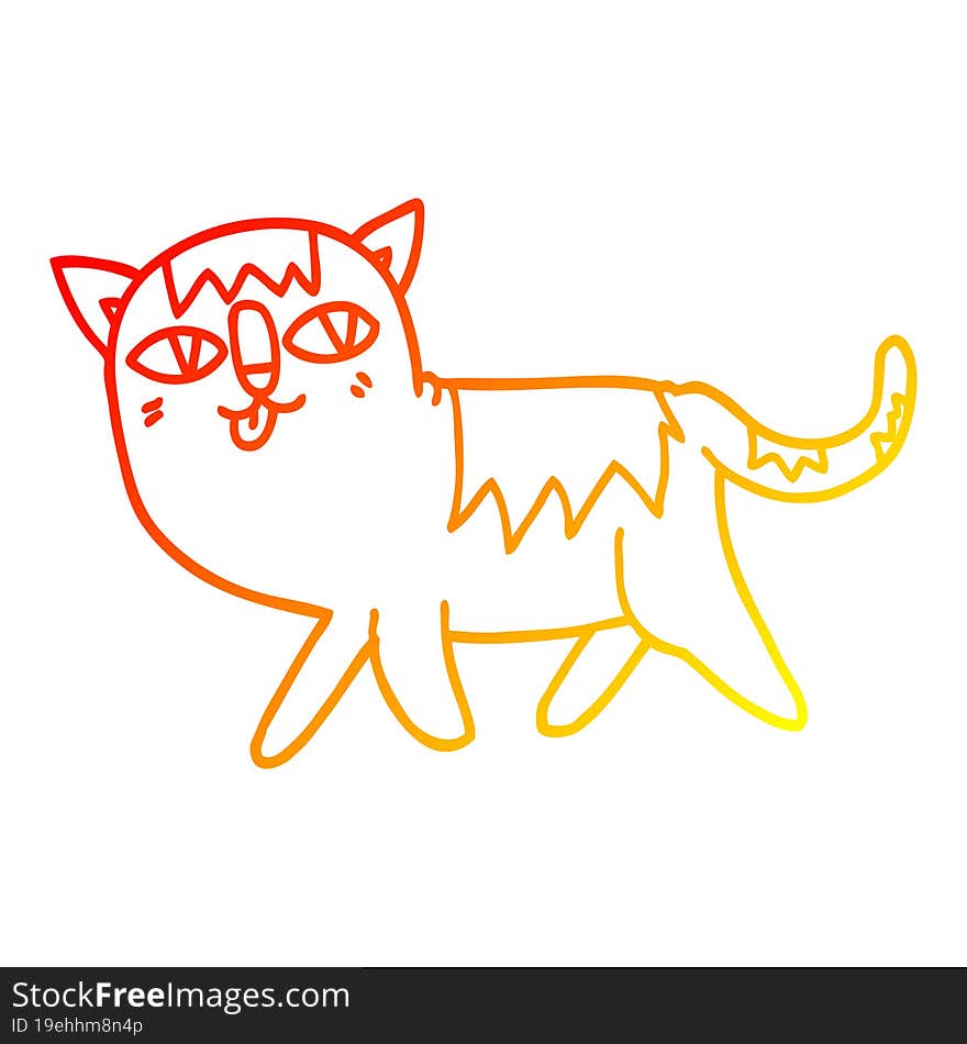 warm gradient line drawing cartoon funny cat