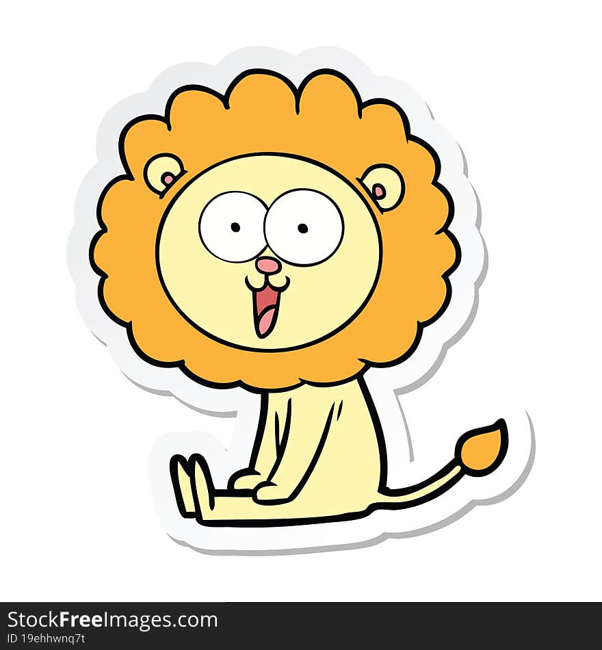 sticker of a happy cartoon lion