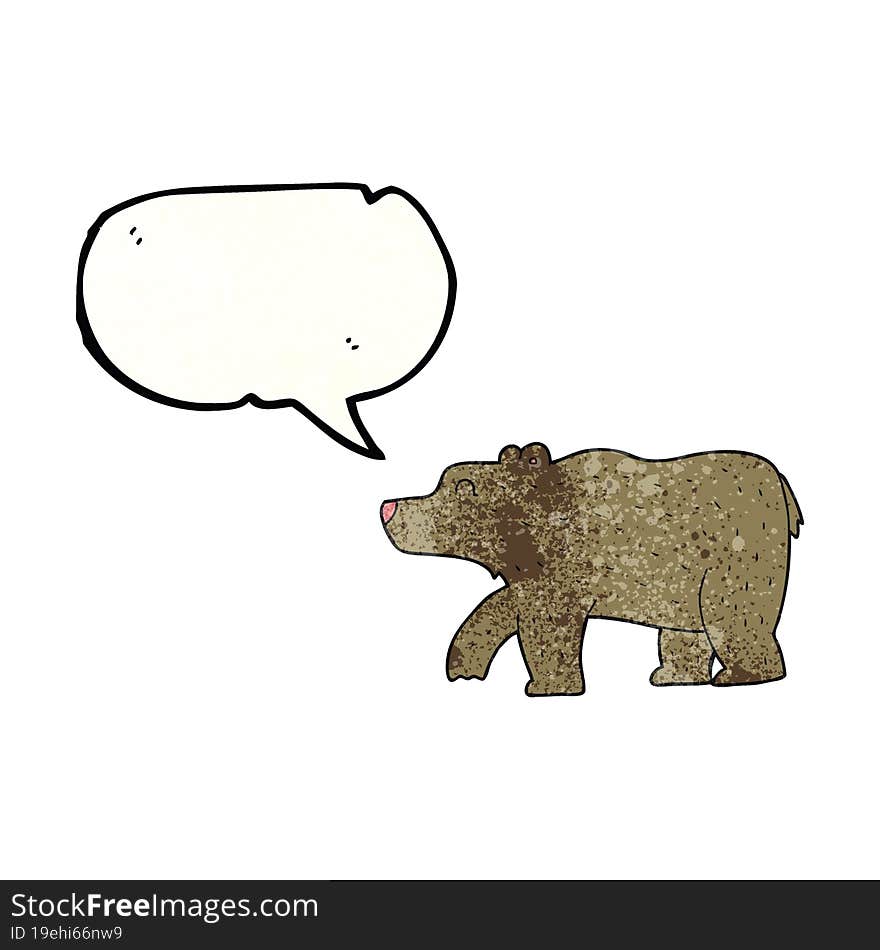 freehand speech bubble textured cartoon bear