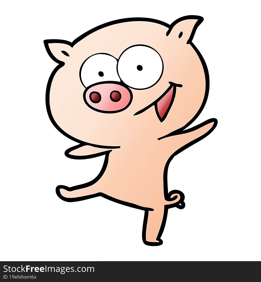 cheerful dancing pig cartoon. cheerful dancing pig cartoon