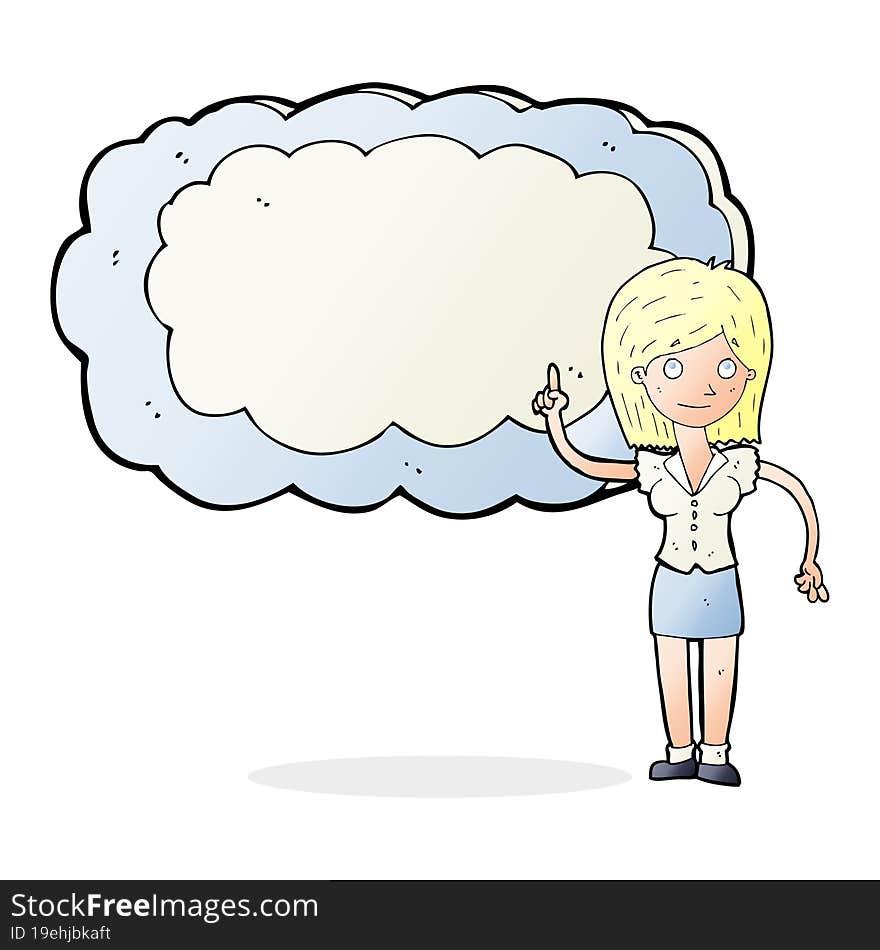 cartoon woman with text space cloud