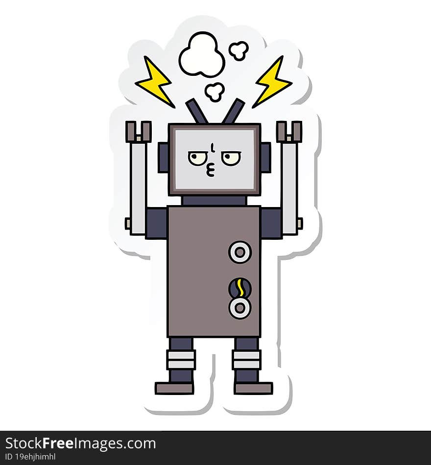 sticker of a cute cartoon robot