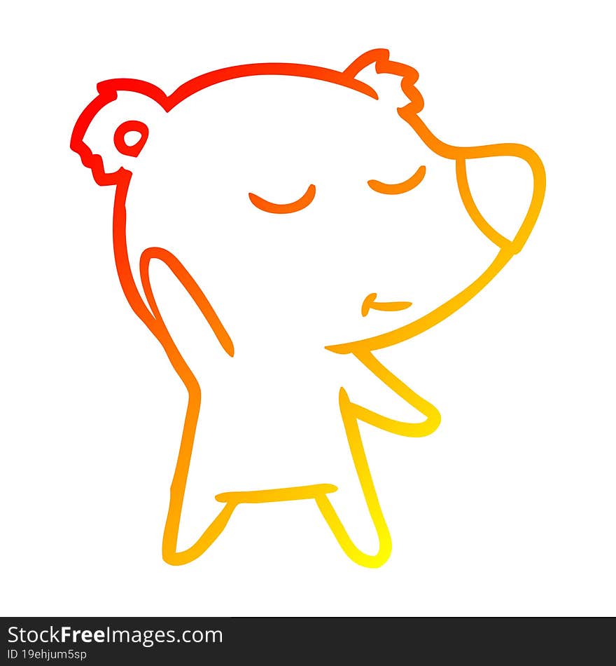 warm gradient line drawing happy cartoon polar bear