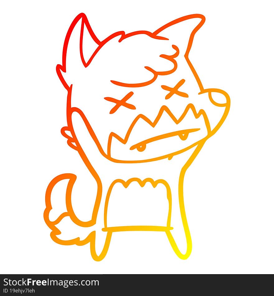 warm gradient line drawing cartoon cross eyed fox